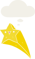 dibujos animados disparo estrella con pensamiento burbuja en retro estilo png