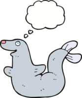 cartoon seal with thought bubble png