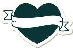 sticker of tattoo in traditional style of a heart and banner png