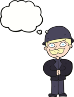 cartoon man in bowler hat with thought bubble png