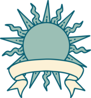 traditional tattoo with banner of a sun png