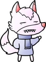 cartoon wolf in winter clothes png