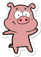 sticker of a happy cartoon pig png