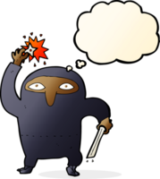 Cartoon-Ninja mit Gedankenblase png