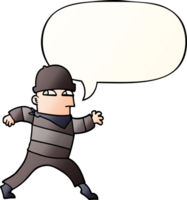 cartoon thief with speech bubble in smooth gradient style png