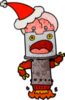 hand dragen texturerad tecknad serie av en robot bär santa hatt png