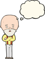 cartoon worried old man with thought bubble png