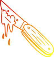 warm Gradient Linie Zeichnung von ein Karikatur blutig Messer png