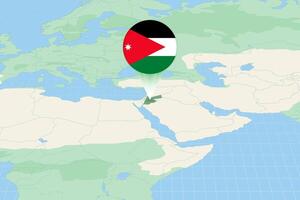 Map illustration of Jordan with the flag. Cartographic illustration of Jordan and neighboring countries. vector