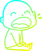 cold gradient line drawing of a cartoon shouting bald man png