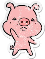 vinheta angustiada de um porco bravo de desenho animado png