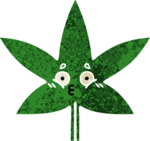 retro illustration stil tecknad serie av en marijuana blad png