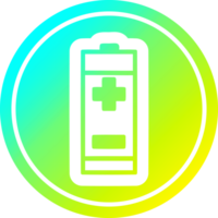 batteri cirkulär ikon med Häftigt lutning Avsluta png