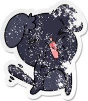 hand drawn distressed sticker cartoon of cute kawaii dog png