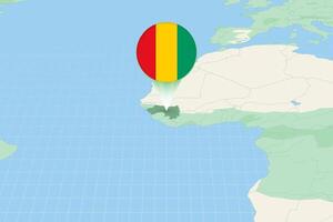 mapa ilustración de Guinea con el bandera. cartográfico ilustración de Guinea y vecino países. vector