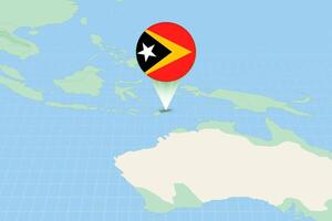 mapa ilustración de este Timor con el bandera. cartográfico ilustración de este Timor y vecino países. vector