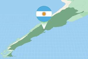 Map illustration of Argentina with the flag. Cartographic illustration of Argentina and neighboring countries. vector