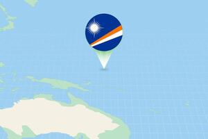 Map illustration of Marshall Islands with the flag. Cartographic illustration of Marshall Islands and neighboring countries. vector