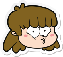 adesivo de um rosto feminino de desenho animado png