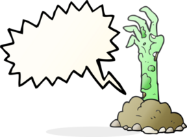 hand drawn speech bubble cartoon zombie hand rising from ground png