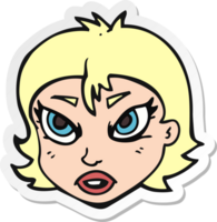 sticker of a cartoon angry female face png