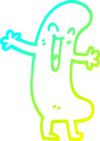 cold gradient line drawing of a cartoon happy sausage png