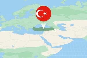 Map illustration of Turkey with the flag. Cartographic illustration of Turkey and neighboring countries. vector