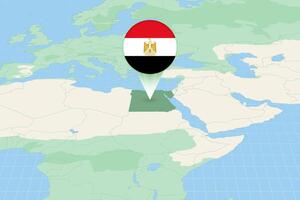 Map illustration of Egypt with the flag. Cartographic illustration of Egypt and neighboring countries. vector