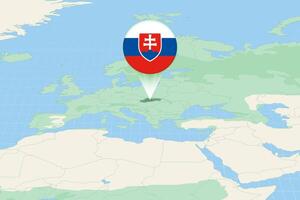 Map illustration of Slovakia with the flag. Cartographic illustration of Slovakia and neighboring countries. vector