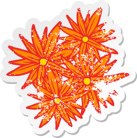 distressed sticker of a cartoon bright flowers png