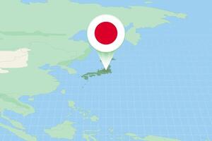mapa ilustración de Japón con el bandera. cartográfico ilustración de Japón y vecino países. vector