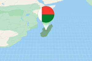 mapa ilustración de Madagascar con el bandera. cartográfico ilustración de Madagascar y vecino países. vector