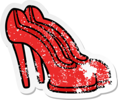distressed sticker of a cartoon red shoes png