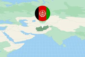 Map illustration of Afghanistan with the flag. Cartographic illustration of Afghanistan and neighboring countries. vector
