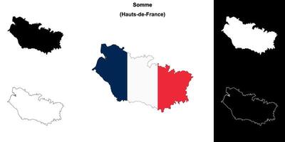 Somme department outline map set vector