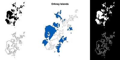 Orkney Islands blank outline map set vector