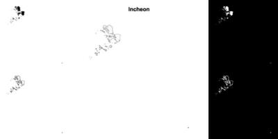 Incheon province outline map set vector