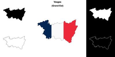 Vosges department outline map set vector