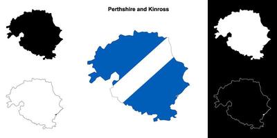 Perthshire and Kinross blank outline map set vector