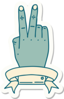 sticker of a victory v hand gesture with banner png