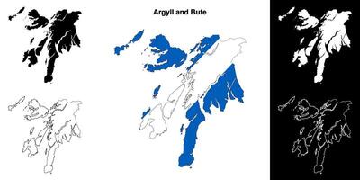 Argyll and Bute blank outline map set vector