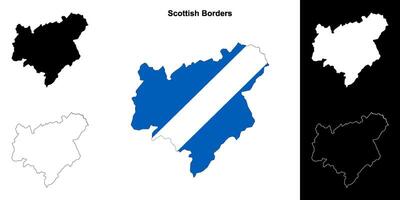 Scottish Borders blank outline map set vector