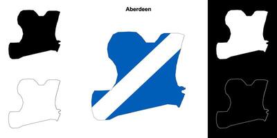 Aberdeen blanco contorno mapa conjunto vector