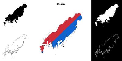 Busan province outline map set vector