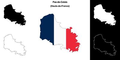 Pas-de-Calais department outline map set vector