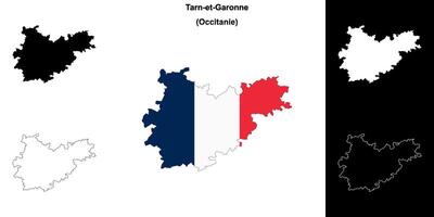 Tarn-et-Garonne department outline map set vector