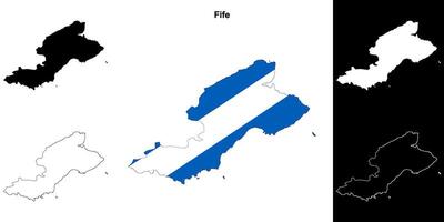 Fife blank outline map set vector