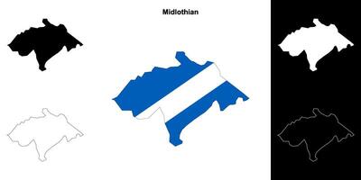 Midlothian blanco contorno mapa conjunto vector
