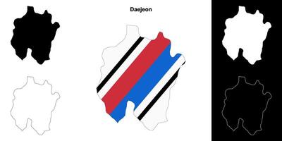 Daejeon province outline map set vector