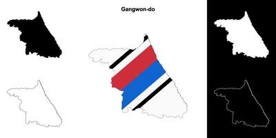 Gangwon-do province outline map set vector